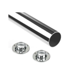 rurka drążek ubraniowy, stalowy, chrom fi 25, 1mb + 2 rozety
