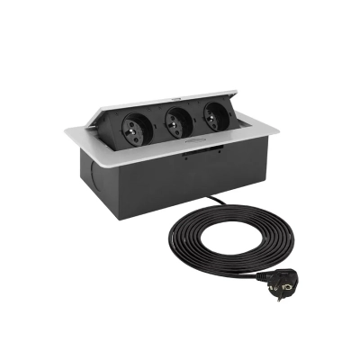 Gniazdo meblowe wpuszczane KOMBI BOX 3 gniazda Design Light