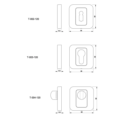 Komplet rozet Nomet T-003-120.G6 do drzwi wewnętrznych | abc3