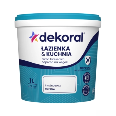 Dekoral Łazienka&Kuchnia lateksowa odporna na wilgoć, biały mat, 1L