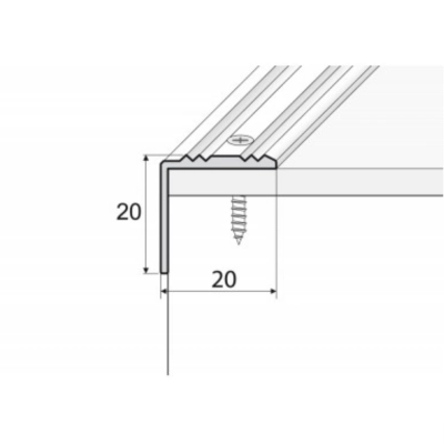 Listwa kątowa A30 SREBRNA na obrzeża schodów 20x20mm, dł. 90cm