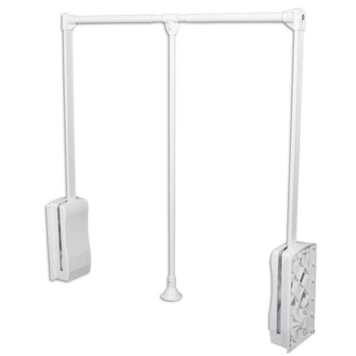 Pantograf z podnośnikiem olejowym, czarny, biały REJS, wieszak opuszczany na ubrania