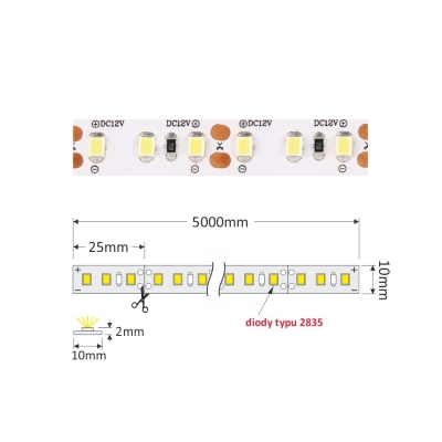 Taśma PREMIUM LED 20W/mb typ 2835 IP45 Biała neutralna