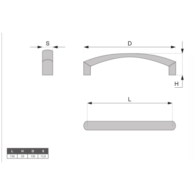 Uchwyt meblowy UM-160, 128 mm, chrom, ATM