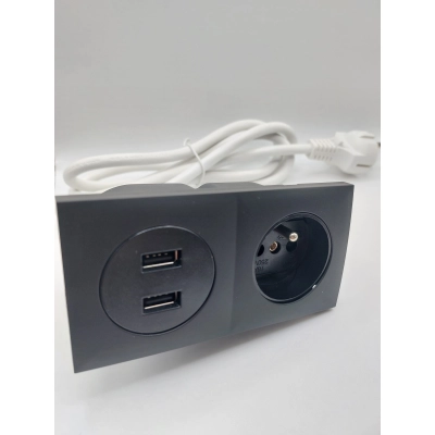 Gniazdo wpuszczane podwójne Altori Gn + 2xUSB